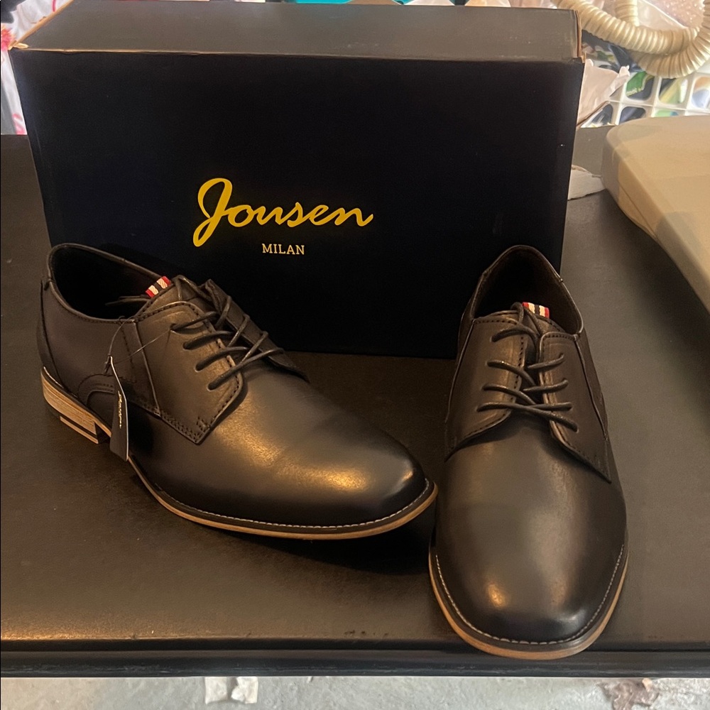 Men’s JOUSEN dress shoes made from Milan, Italy, Leather black color